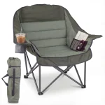 Tangkula Camping Chair | Portable Oversized Outdoor Folding Camp Chair with Padded Seat