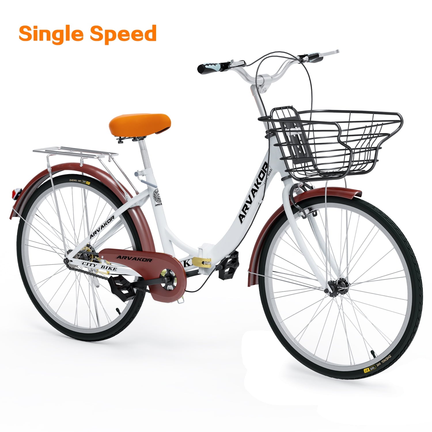 93d8224a3cc2f376289cdf95d670da4d6a47e0b3e30f2f3b27403547242a50c0.jpg 26 Inch Women Bike. Classic Bicycle Retro Bicycle. Cruiser Bike. White - Image 1