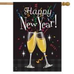 Briarwood Lane Happy New Year Double-Sided House Flag Champagne Glasses Toast 28" x 40"