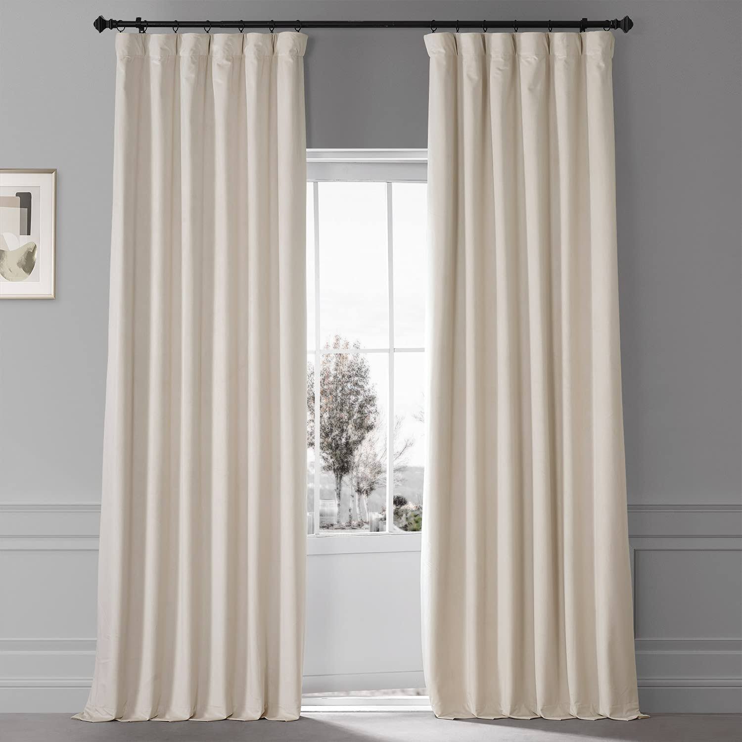 94188992371d2ece67eda15d5308401e95db50d384badb095e0c4305802e0bed.jpg Diva Cream Signature Plush Velvet Hotel Blackout Curtain - Image 1