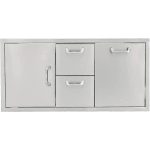 BBQGuys Signature 42-Inch Stainless Steel Door, Double Drawer & Roll-Out Trash Bin Combo - Traditional