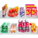 Seseno Set of 8 Refrigerator Pantry Organizer Bins - Clear Food Storage Baskets for Kitchen, Countertops, Cabinets, Fridge, Freezer, Be