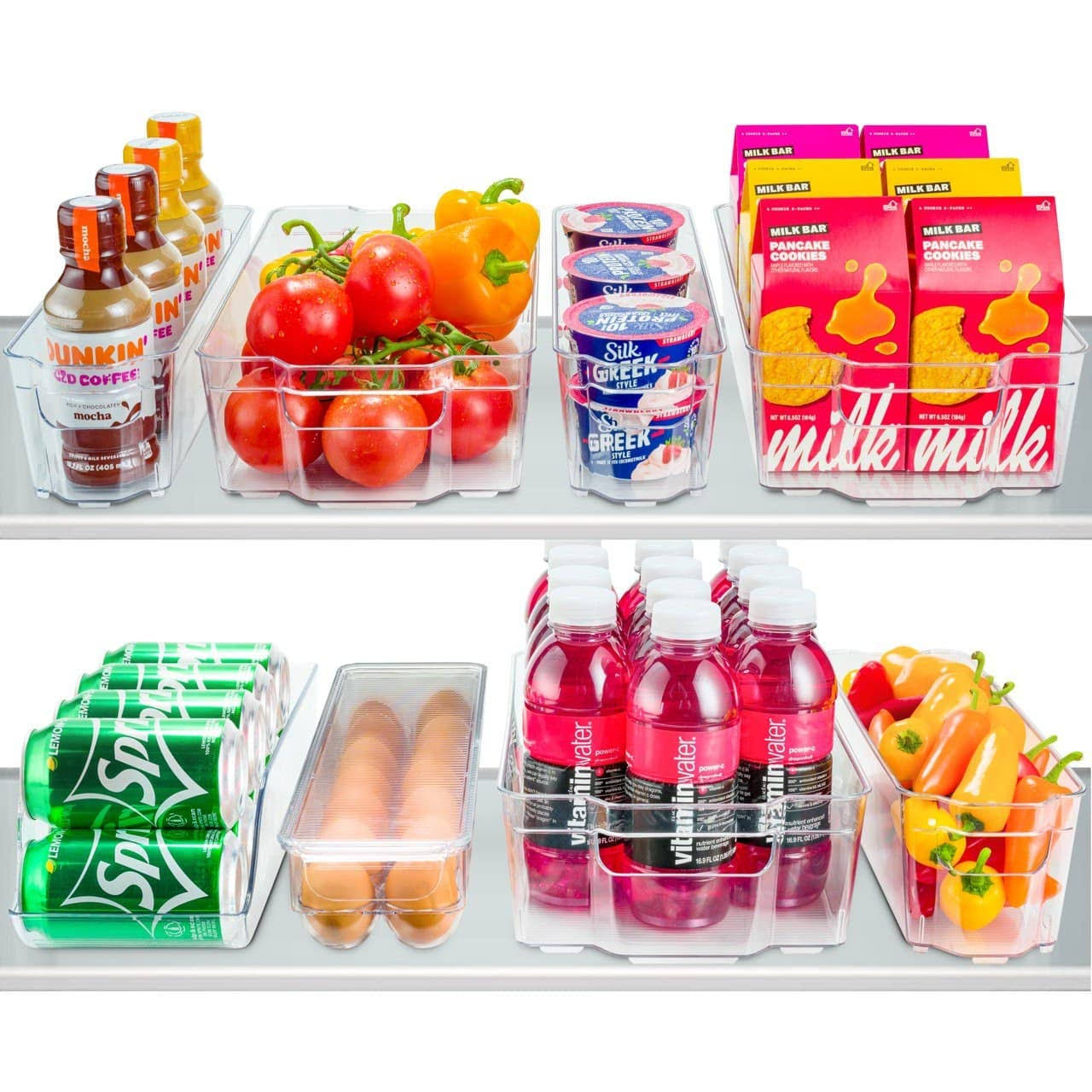 9425a4b7abaebec2a09f62a3a8877abc4d736607d8ba74da010d33f82922b0e8.jpg Seseno Set of 8 Refrigerator Pantry Organizer Bins - Clear Food Storage Baskets for Kitchen, Countertops, Cabinets, Fridge, Freezer, Be - Image 1