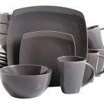 Gibson Soho Lounge Square 16-Piece Dinnerware Set - Gray