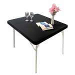 Monibana Cocktail Fitted Spandex Stretch Square Table Covers Caps Elastic Square Tablecloth Black Table Topper 34x34 inch