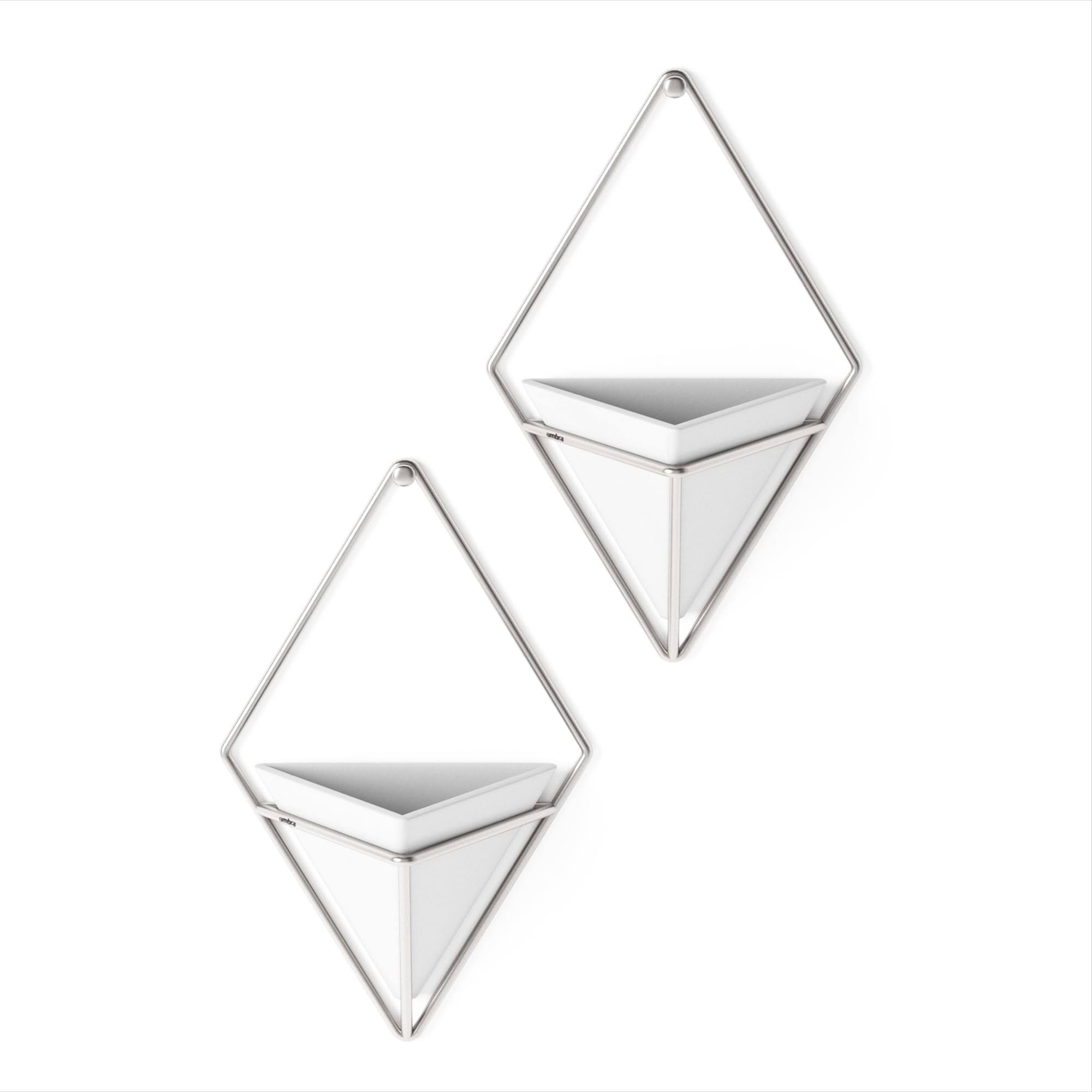 9462da9072dd3f2536250149d71ea139a4bd2eb55bed9ee6b805b7550dfef59e.jpg Umbra - Trigg Wall Planter - Set of 2 - White/Nickel - Image 1