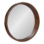 Kate and Laurel Hutton Round Wood Wall Mirror - 22", Walnut Brown