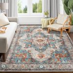 Oriannal Area Rug Living Room Rugs: 8x10 Machine Washable Large Carpet Boho Oriental Non-Slip Area Rugs for Dining Room Farmhouse Bedroom Office Home Decor,