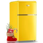 Wanai Compact Refrigerator 3.2 CU.FT Classic Retro Refrigerator 2 Door Mini Refrigerator Adjustable Remove Glass Shelves Refrigerator Suitable for