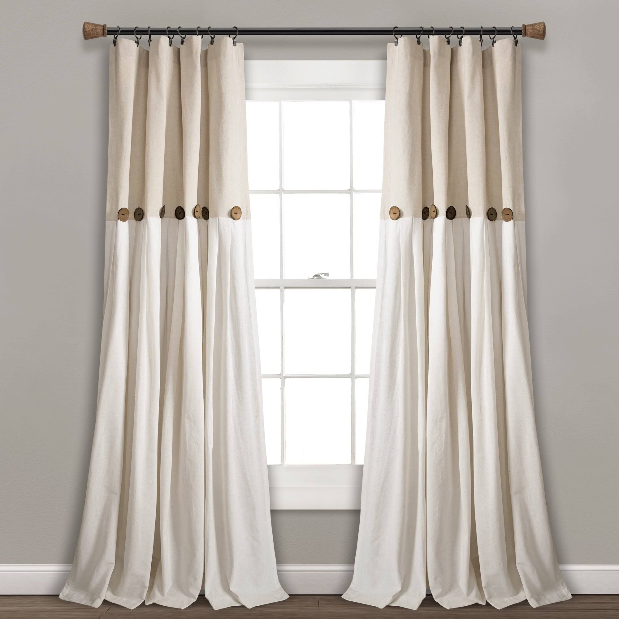94c7d2ffc44734dc88d9be2ce29bc0569d9cba8efdda02295e42e1bf7eed5085.jpg Lush Decor Linen Button Single Panel Window Curtain - 84"L x 40"W - Image 1
