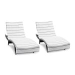 Arkwright Las Rayas Chaise Lounge Cover - (Pack of 2) 100% Cotton Terry Towel with Fitted Pocket, 30x85 - Light Grey