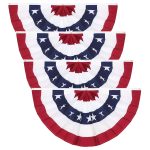 3 x 6 ft American Pleated Fan Flag, USA Patriotic Half Fan Bunting Flag, 4th of July Decorations Flags (Set of 4)