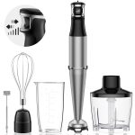 Immersion Hand Blender 5 in 1: 1100W Electric Blender Handheld Stick Mixer with Trigger Control Grip, Emulsion Blenders for Kitchen Soup, Mayo,