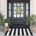 Kahouen Black and White Striped Rug (23.6 x 51.2 Inches), Striped Layering Mats, Handmade Woven Indoor Outdoor Doormats Striped Rug for Kitchen