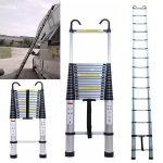 Telescoping Ladder 20ft Extension Ladder with 2 Detachable Hooks Aluminum Telescopic Ladder Collapsible Ladder Fully Extended 244" Multi-Purpose
