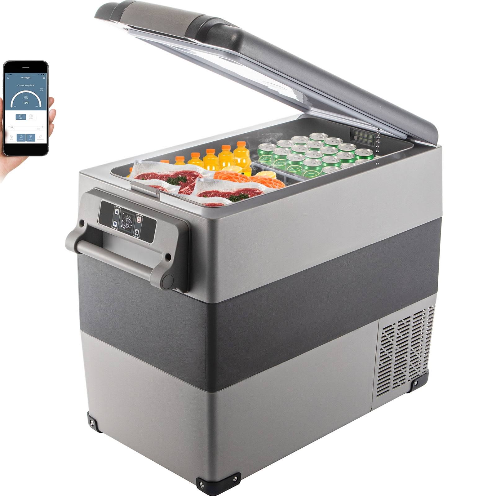 954ad1dca90aaec6c2a026511183e49e805458e29df6ec2fe0290c79a879632e.jpg Vevorbrand 55L Portable Car Refrigerator 58 Quart Compact RV Fridge 12/24V DC & 110-240V AC Vehicle Car Truck Boat Mini Electric Cooler for Driving - Image 1