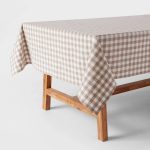 60" x 84" Cotton Gingham Tablecloth Taupe - Threshold
