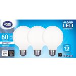 Great Value LED Bulb, 4.5-Watt (60W Equivalent) G25 Deco Bulbs E26 Base, Daylight, 3-Pack
