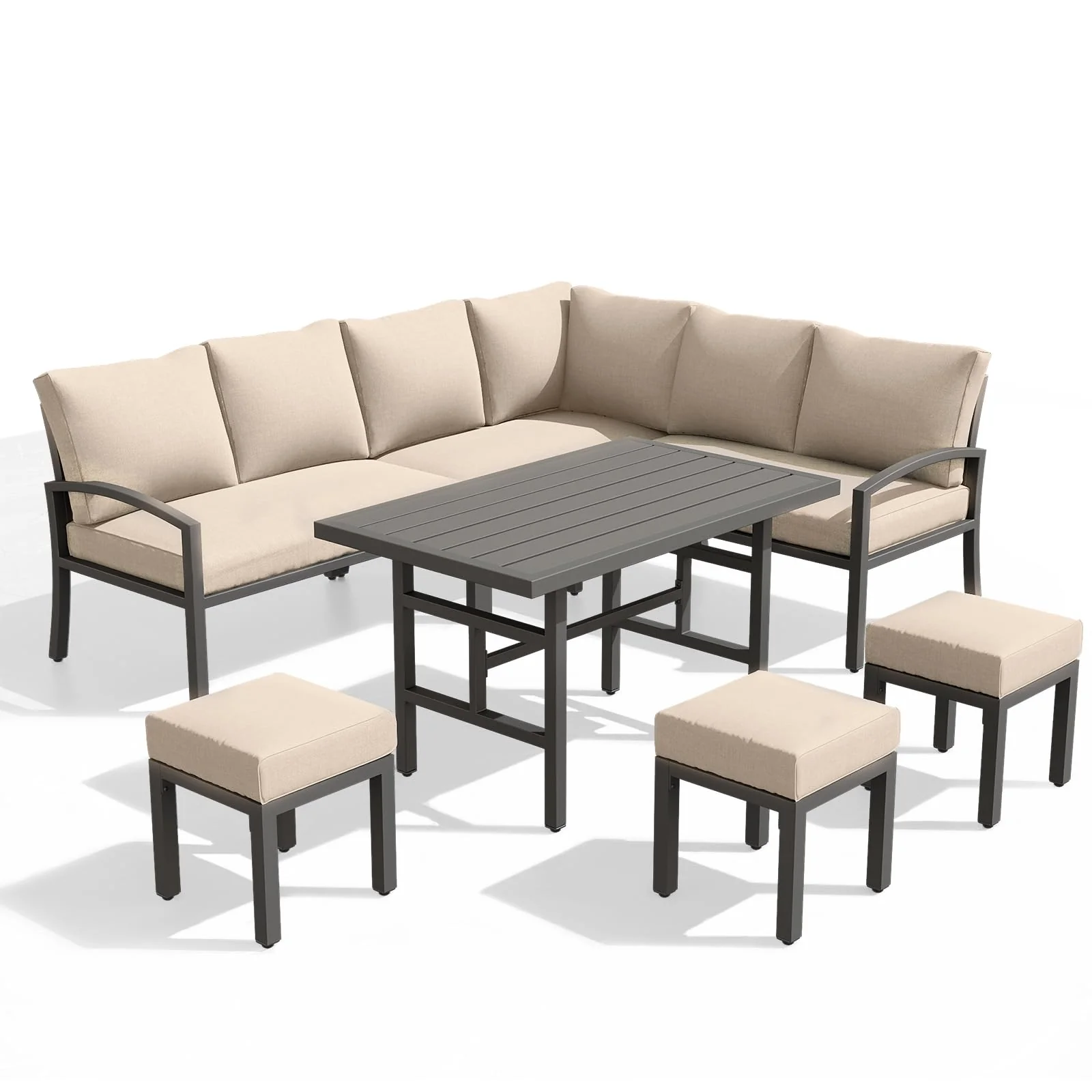9565d22cfb924bfdc397b213d882483d2f9394532aee7558377fd40654894777.webp AECOJOY 7 Pieces Metal Outdoor Furniture Set, Beige - Image 1