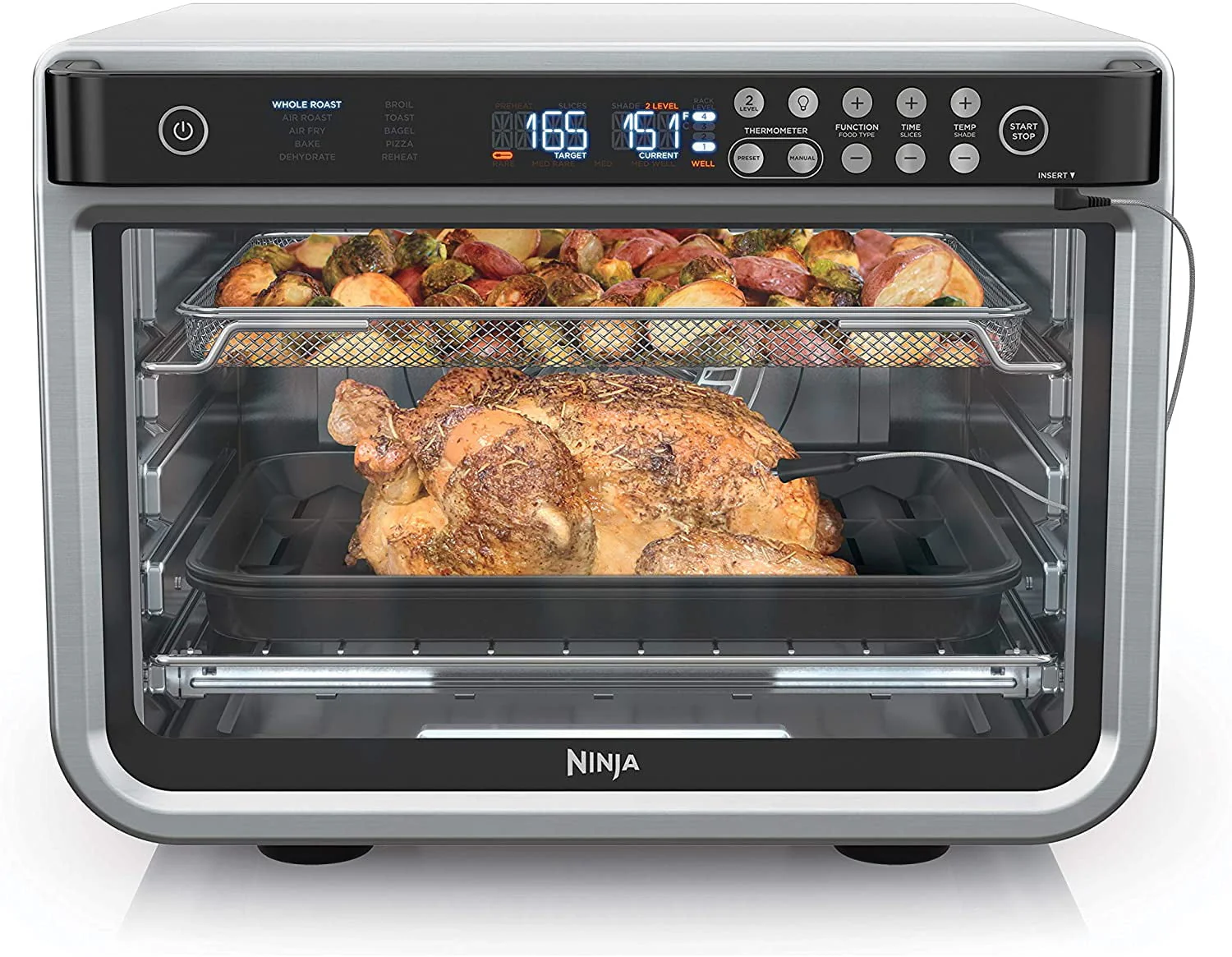 956ffec4a775ef655d31622bf175eb2e9e69dd0e1c85e10d07a2d4fb7dc93be4.webp Ninja DT251 Foodi 10 - in - 1 Smart Air Fry Digital Countertop Convection Toaster Oven with Thermometer XL Capacity and a Stainless Steel Finish - Image 1