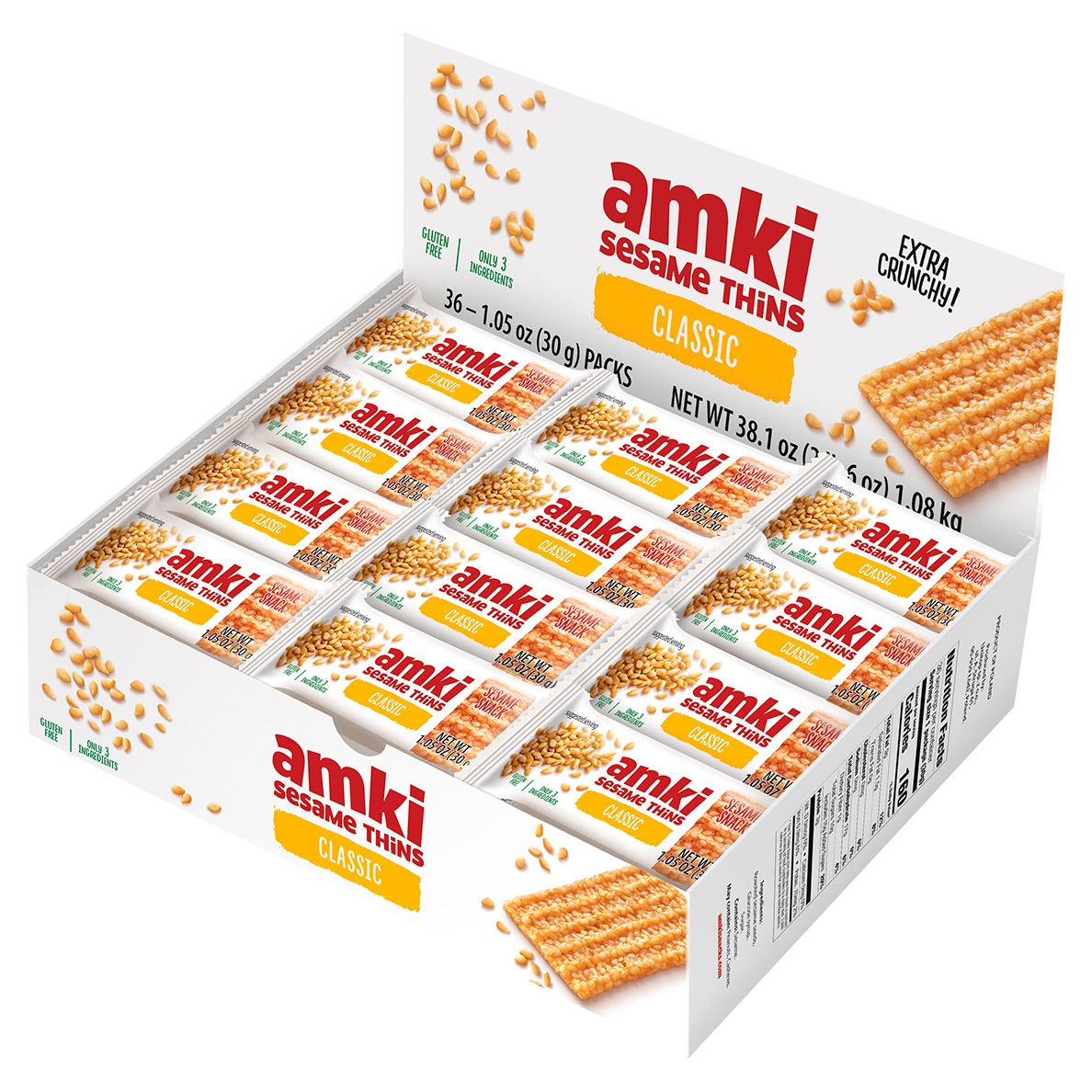 95754b5ce3b4b5323c96d49889b1f08c4c5506b3f54a539e35e9acf1f96446b1.jpg Amki Sesame Thins, 1.25 oz, 36 - Count - Image 1