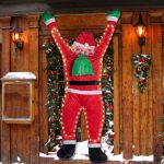 5.5 ft Large Christmas Hanging Santa Decorations Climbing Santa Claus with LED Warm Light Cute Cotton Stuffed Indoor Outdoor Home Door Wall Car