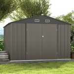 Patiowell 10 x 10 ft Outdoor Storage Shed,Metal Yard Shed with Design of Lockable Doors, Utility and Tool Storage for Garden, Patio, Backyard, Outsid