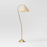 Gooseneck Floor Lamp with Natural Shade Brass - Threshold