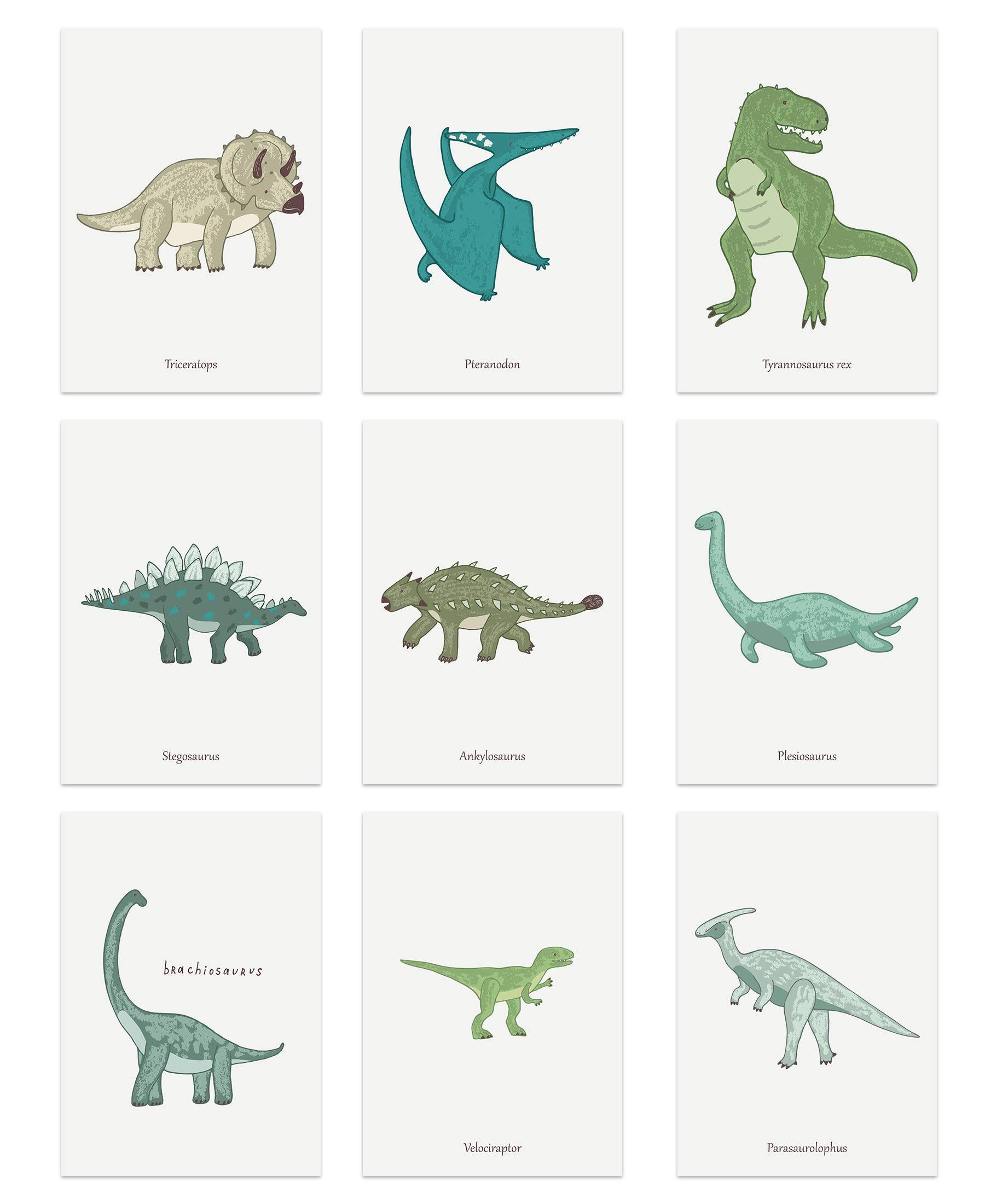 95c6a715ec518f453766652f662e4755a66f30cde7e6fc33714d96de7207c188.jpg The Lazy Panda Card Company Set of 9 A4 Dinosaur Posters - Great Little Set for Dinosaur Enthusiasts - Image 1