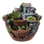 GoldBlue Plants Pot Tiny Creative Flowers Succulent Plants Pot Holders Hanging Garden Design with Sweet House (Orange)