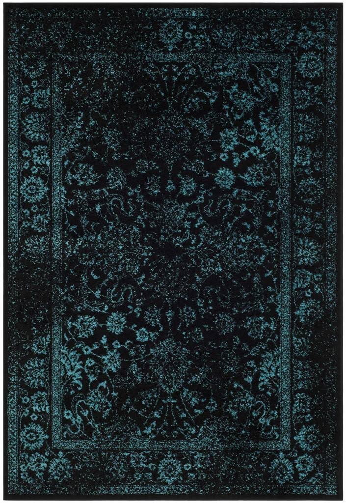 95f318d4f192f692c8c68e4a33130cb66ae81e8cdce42051e5b8fd1ad772501c.jpg Safavieh Adirondack Collection ADR109K Black / Teal Rug - 4' Square - Image 1