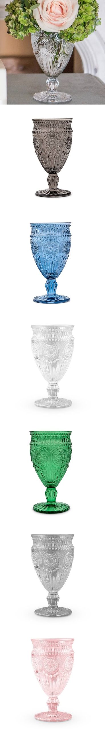 95faa13889d7c3ac195c22c3f54086b1bb3d7cc0d180e6c1c66a6cf50e483885.jpg Vintage Style Pressed Glass Wine Goblet - Blue - Image 1