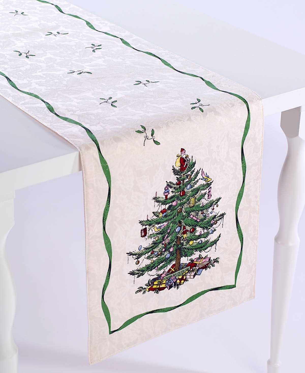 9601f2c3597bd69a5a06a1bdccbf9142b440bc51223c09b2b6afff330ca15115.jpg Spode Christmas Tree Table Runner, 108" - Image 1
