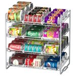 Sulishang 4 Tiers Stackable Can Rack Organizer, Wear-resistant Holds Up to 48 Cans for Kitchen Cabinet and Pantry, Stainless Steel (Silver)