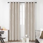 Deconovo Thermal Insulated Blackout Curtains, Room Darkening Grommet Window Drapes, Silver Wave Foil Printed (52 x 84 inch, Light Beige, 2 Panels)
