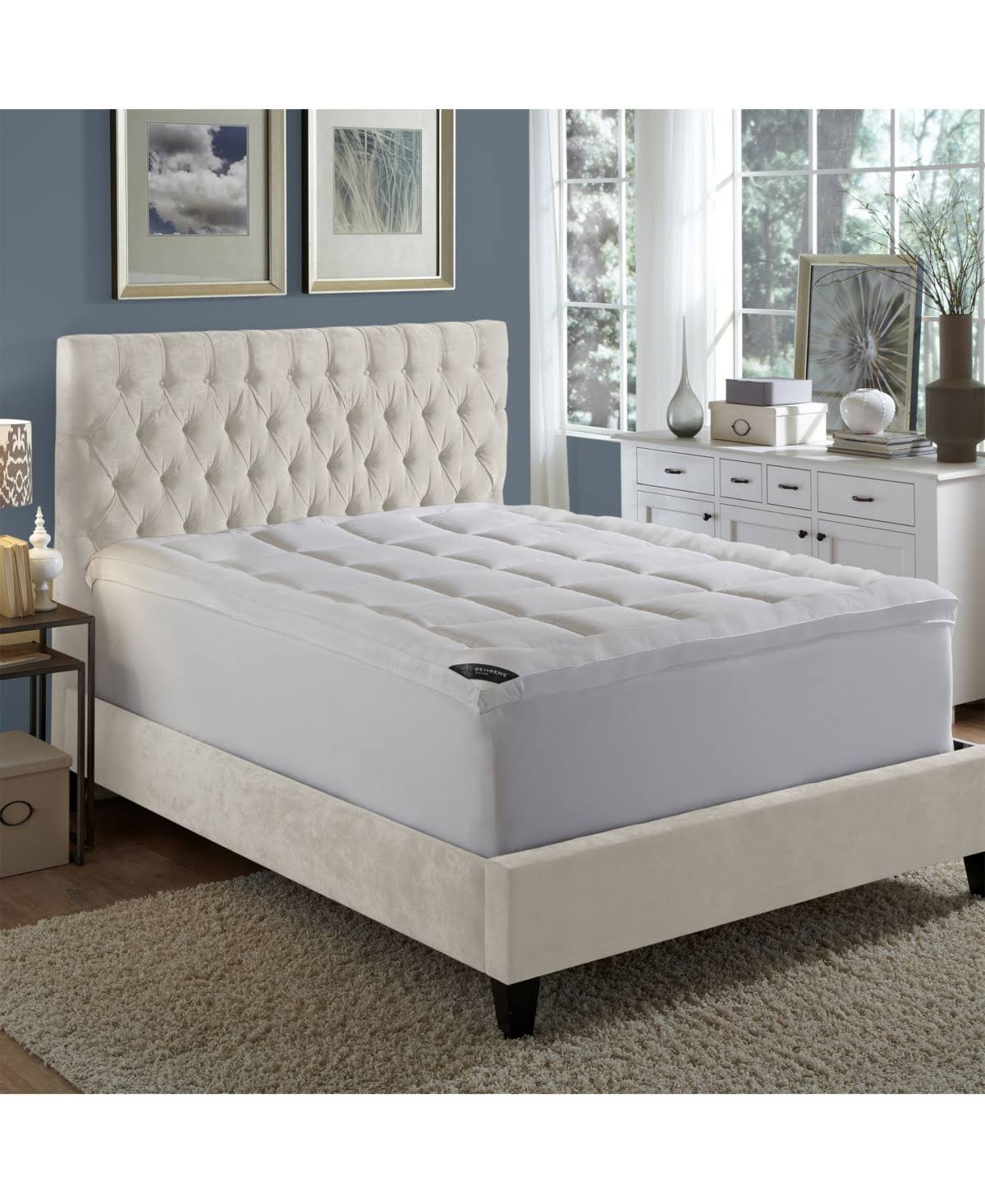 963a8283529ae7efb503d655225bec0bd3f4f1e0e9e1c1d34b9ea3f8d446432a.jpg Behrens England 3" Super-Loft Down Alternative Mattress Topper / Fiber Bed Queen White - Image 1