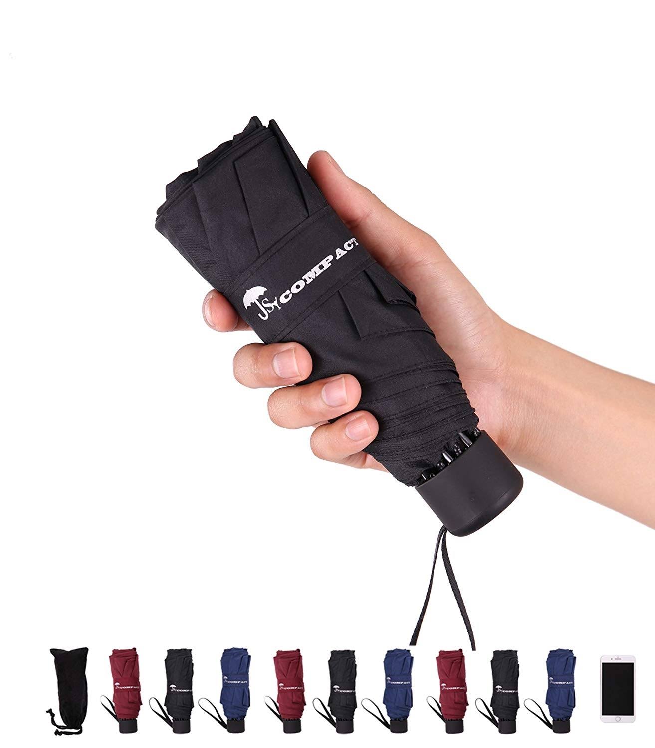 963db1e2172131ba31b7d18deb92556a3585a9165bedd2e0749f00b5a3a29d65.jpg Sy Compact Travel Umbrella - Lightweight Portable Mini Compact Umbrellas (Black) - Image 1