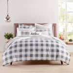 Charter Club Damask Designs Gingham Colorblock 3-Pc. Duvet Cover Set, King, Created for Macy's - Grey