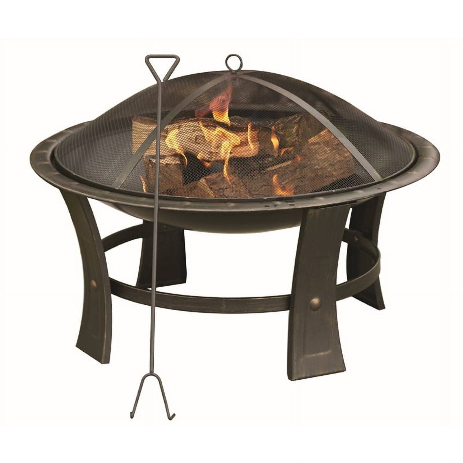 967a1031d519f589cbebf30a99bd5215f22a73080ae4c9feb3b0f1157d839e98.jpg Living Accents Round Wood Fire Pit 29" Bronze Steel - Image 1