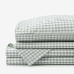Company Cotton Gingham Yarn-Dyed Melange Plaid Cotton Percale Sheet Set