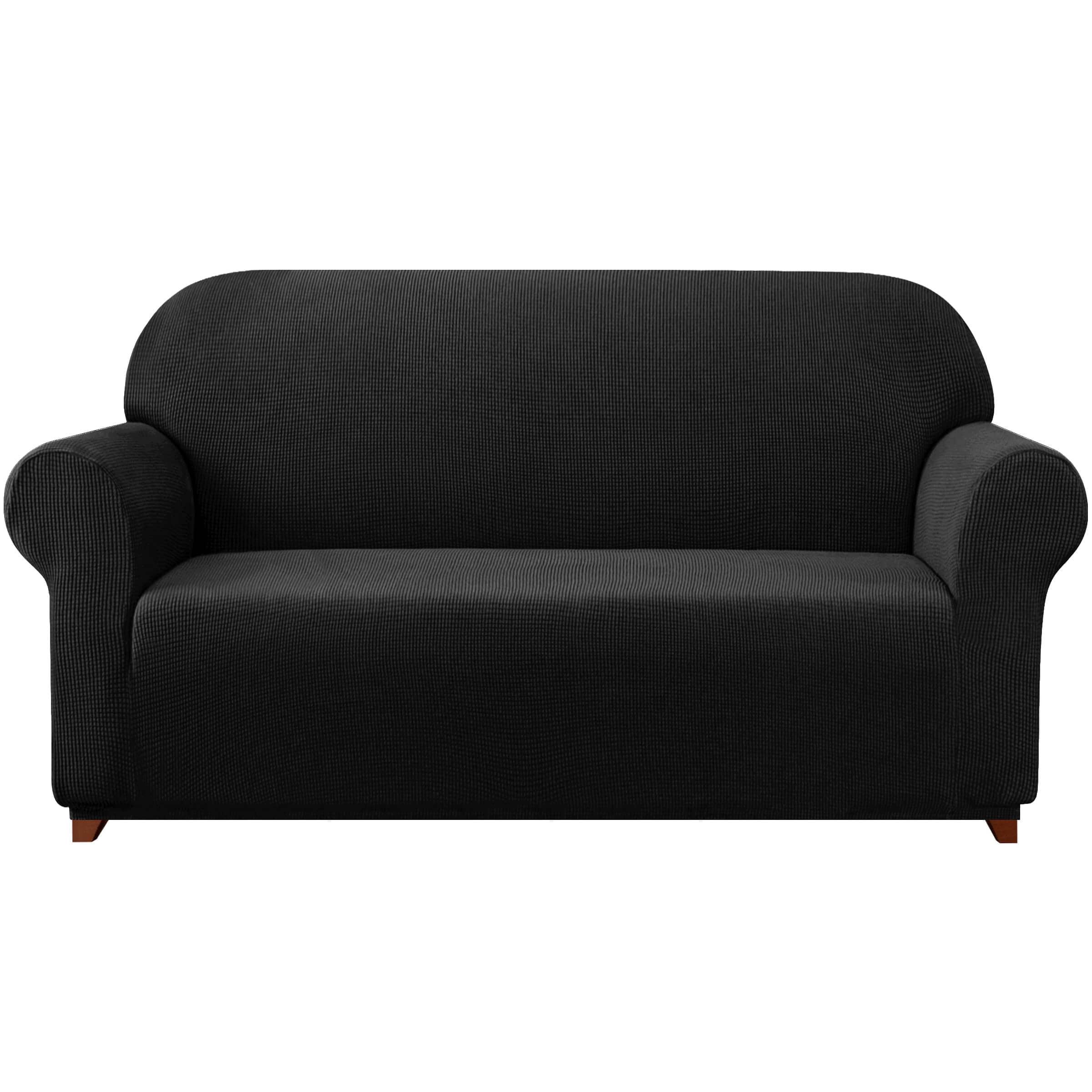 96a24d04ab837a1e12563e2226dc522820cd678a8990c125fadb44727e03eff0.jpg Subrtex 1-Piece Spandex Stretch Slipcover Sofa Black - Image 1