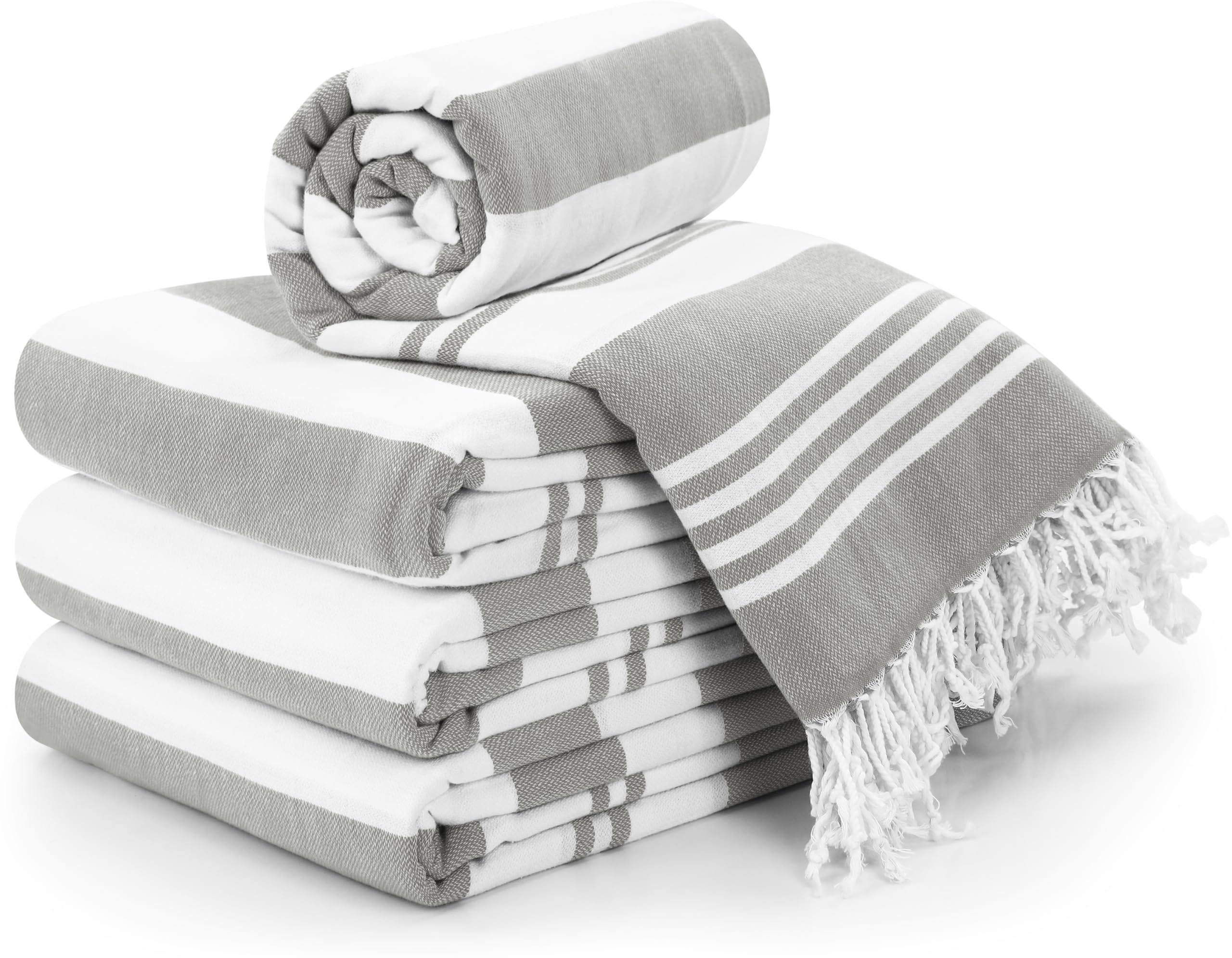 96bb69c4c3674de96c24d1eea04a735834f994f69808049ca4fba01a89a498c3.jpg Utopia Towels - 4 Pack Turkish Beach Towel (40 x 72 inches) - 100% Cotton Oversized Sand Free Lightweight Quick-Dry Turkish Towel, Prewashed for - Image 1