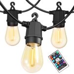 NYMPHY Outdoor String Lights 96ft, Outdoor Lights Waterproof ETL Listed with 34 Shatterproof Bulbs, Personalized 8 Lighting Modes Re