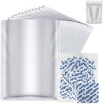 Millionka 50 Pack 1 Gallon Mylar Bags for Food Storage with Oxygen Absorbers for Rice, Grains, Coffee Beans and Emergency Long Term Food S