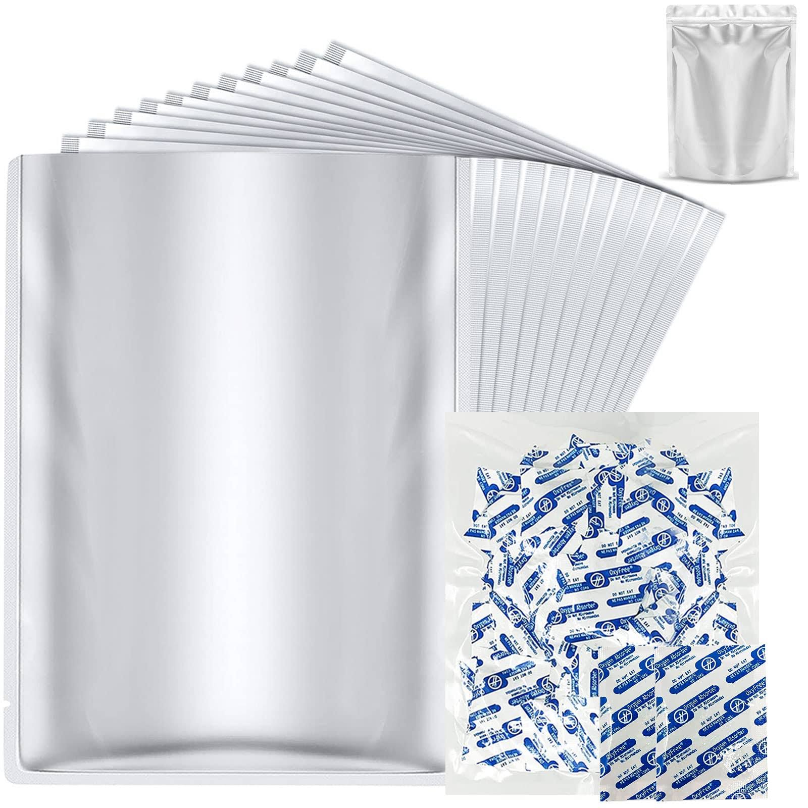 96e62f1cd884d395e6cf3f1d6edca5ba7be3c48146ce25f6b3ee1c6a20623664.jpg Millionka 50 Pack 1 Gallon Mylar Bags for Food Storage with Oxygen Absorbers for Rice, Grains, Coffee Beans and Emergency Long Term Food S - Image 1
