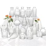 Glass Bud Vase Set of 22, Small Vases for Flowers, Clear Centerpieces, Mini in Bulk Rustic Wedding Decorations, Vintage Look Home Table Flower Decor