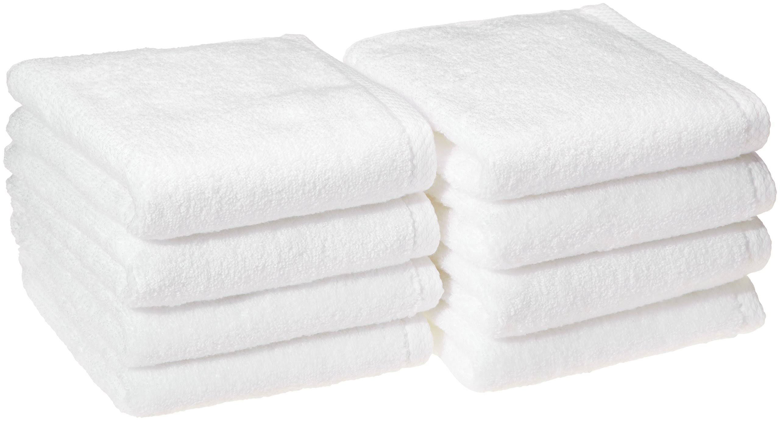 971322c80cf6f036bbf73f4df257d7d30c3d0642d8d2ef341eb800a7039ce881.jpg AmazonBasics Quick-Dry Hand Towels, 100% Cotton, Set of 8, White - Image 1