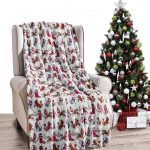 Elegant Comfort Luxury Velvet Super Soft Christmas Prints Fleece Blanket-Holiday Theme Home D��cor Fuzzy Warm and Cozy Throws for Winter Bedding,