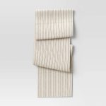108" x 14" Cotton Striped Table Runner Natural - Threshold