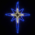 28" LED Blue and Cool White Bethlehem Star with Cross Center